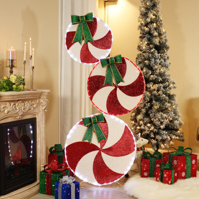 5.5Ft Peppermint Candy Christmas Yard Decoration, Lighted Holiday Display