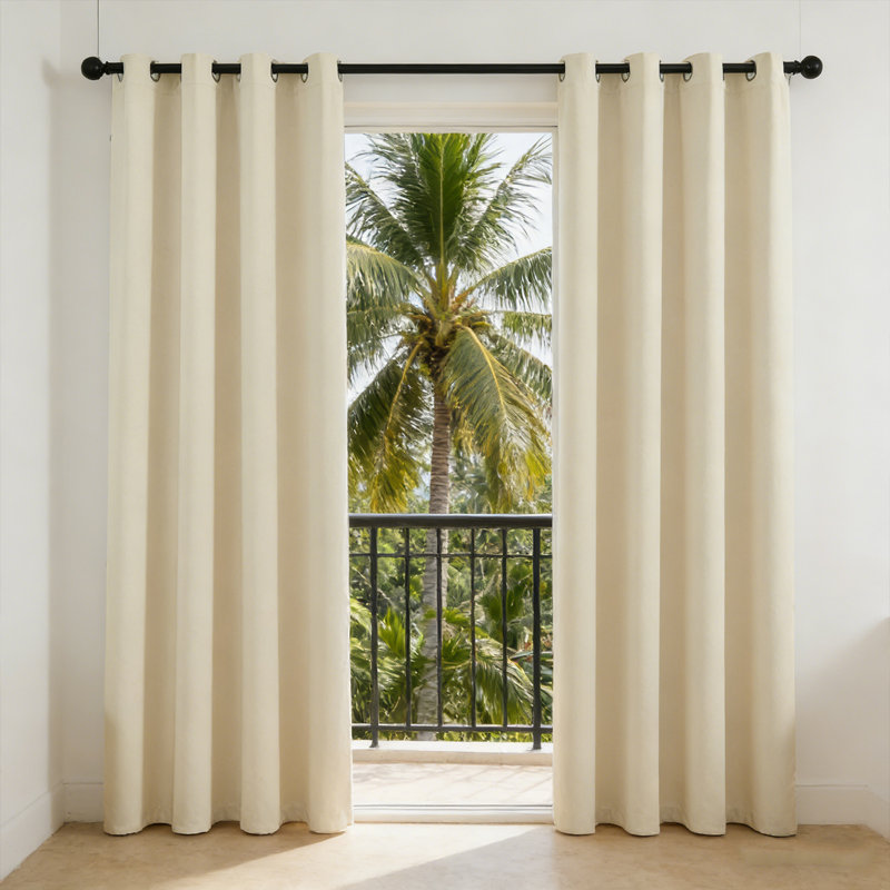 Blackout Curtains for Bedroom, Thermal Insulated Noise Reducing Window Drapes for Living Room, Grommet Top (52W X 36L Inch, Beige)