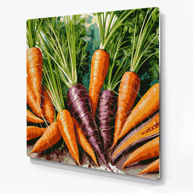 Art mural en métal légumes carotte brune, H 16 po x l 16 po