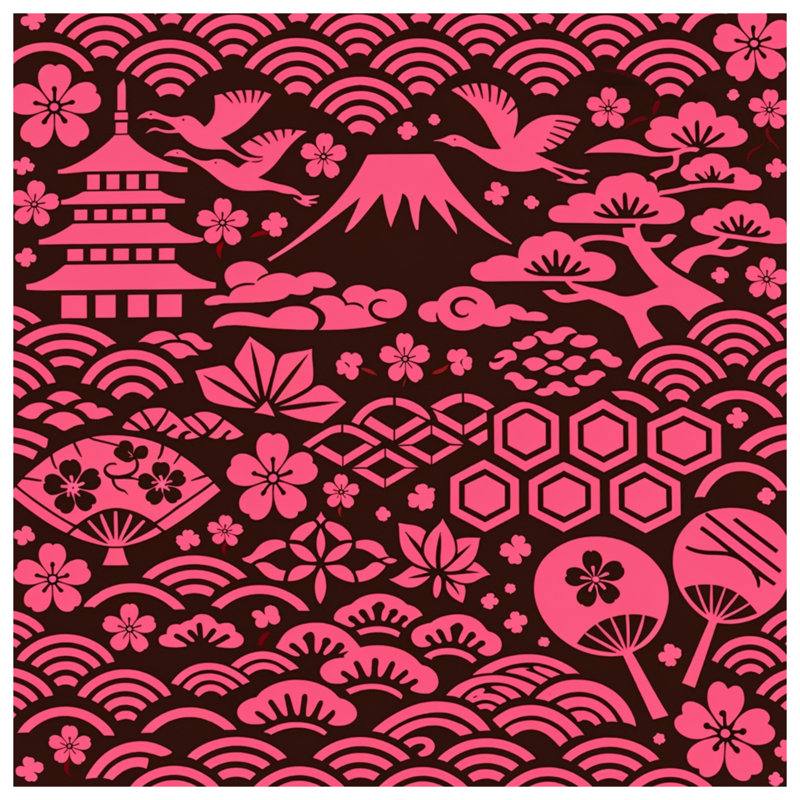 Tapisserie murale décorative japonaise - décoration murale Japon, H 68 po x l 80 po avec 4 œillets