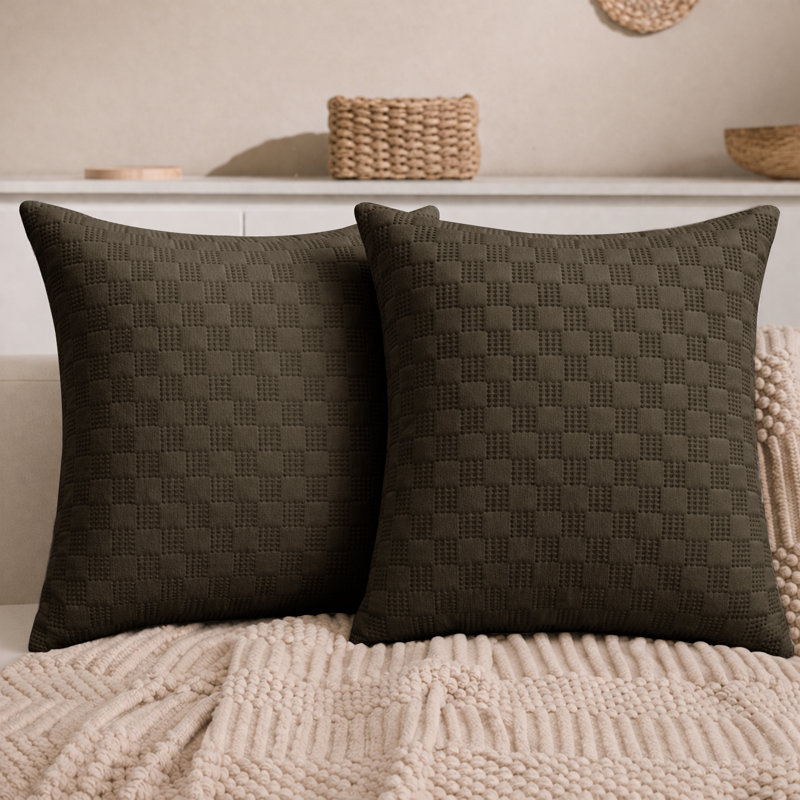 Aspire Homeware Embossed Square Velvet Cushion Covers, COFFEE, Pack of 2