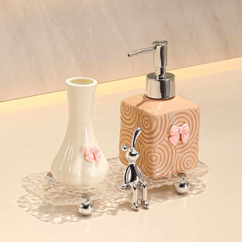 Ensemble de distributeur de savon pour salle de bain, Brun