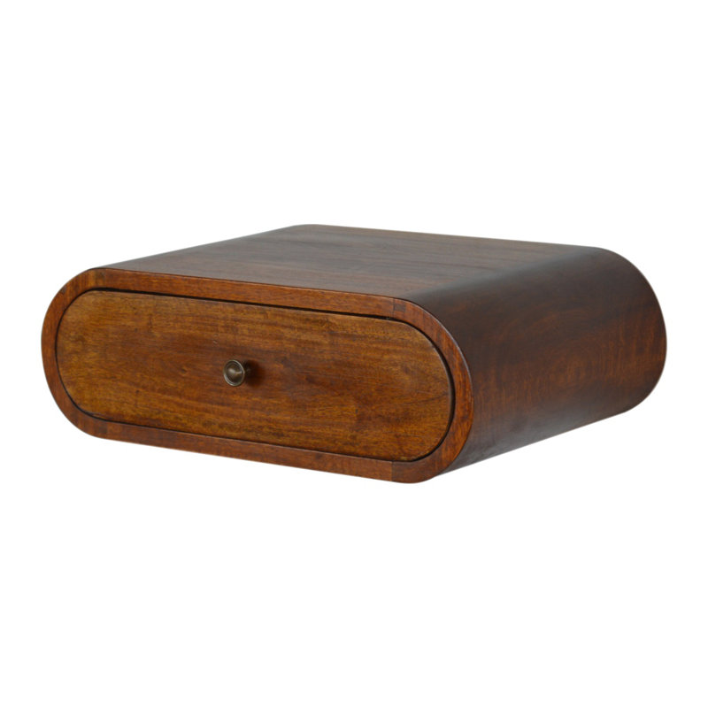 Allbritton Oval Mango Solid Wood Floating Shelf with Drawer