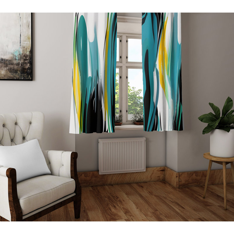 Danyla Semi Sheer Curtain Pair, 40" W x 52" L
