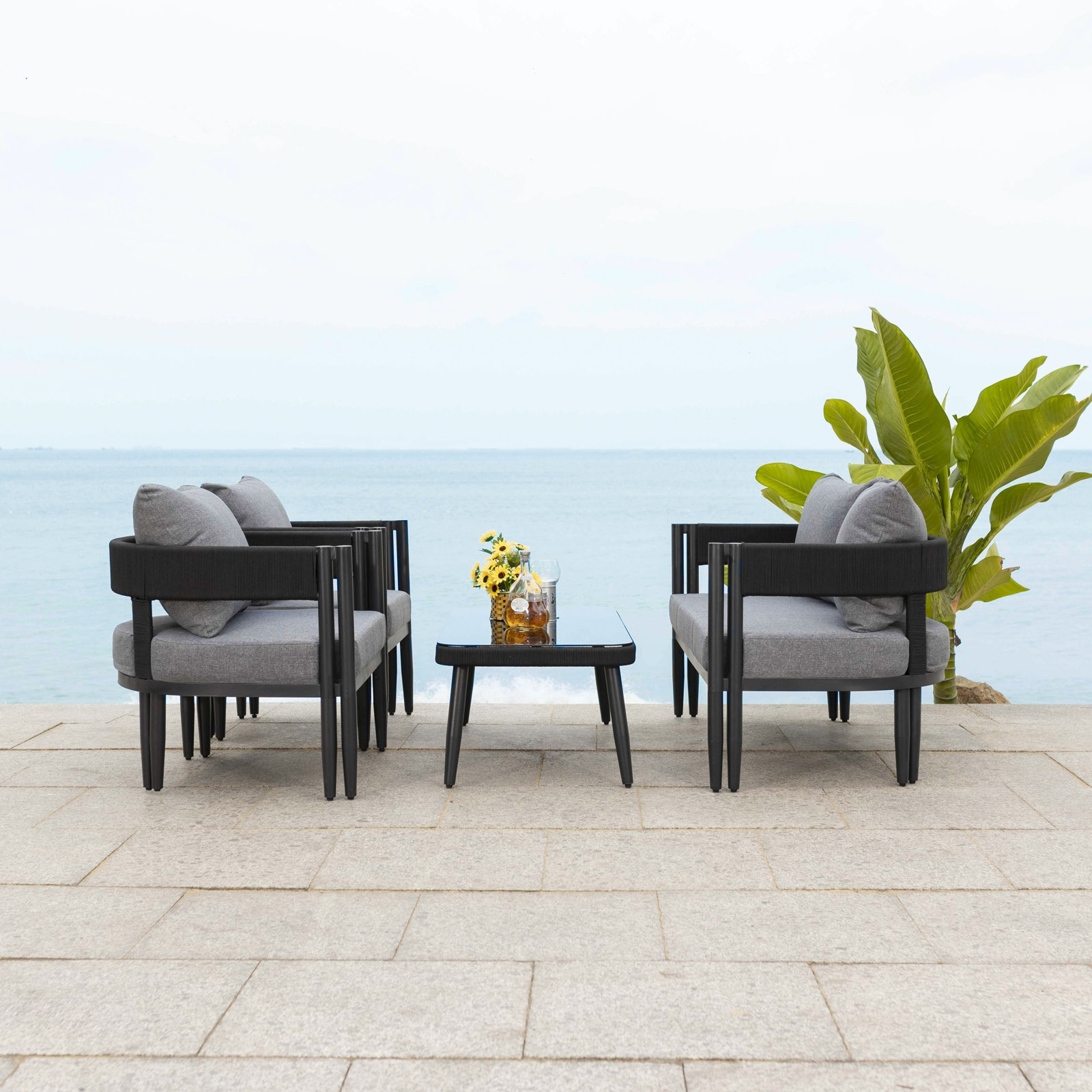Viola 4 Piece Conversation Set, Gray