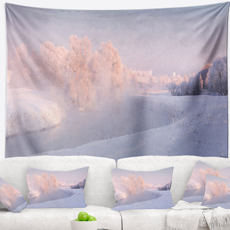 Paysage, paysage d'hiver givré, tapisserie panoramique, H 32 po x l 39 po
