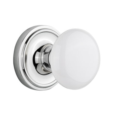 Rosette classique avec bouton de porte en porcelaine blanche