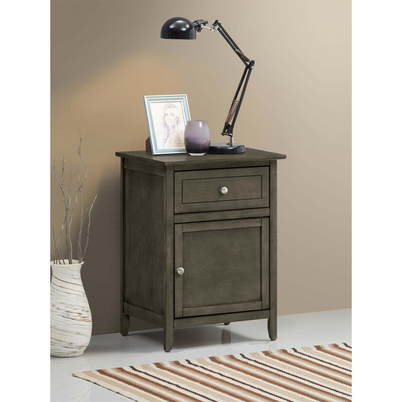 Chic Transitional Nightstand, Grey