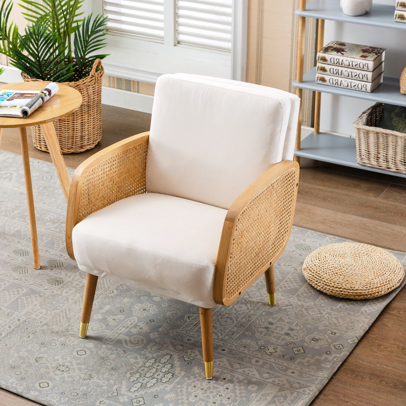 Edgao Velvet Armchair, White