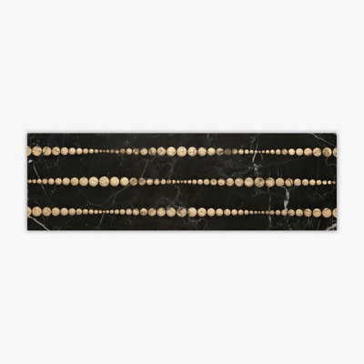 Nero Marquina Polished Dot Gold Engraving Marble 4x12 Decorative Border