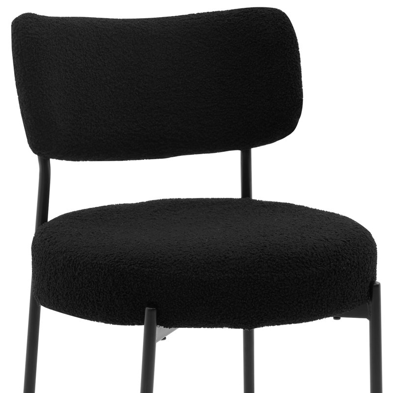 Modern Accent Chair, Upholstered Dining Chairs, Teddy Fabric Armless Dining Chair, Set with Backrest For Dining Room, Kitchen, Living Room