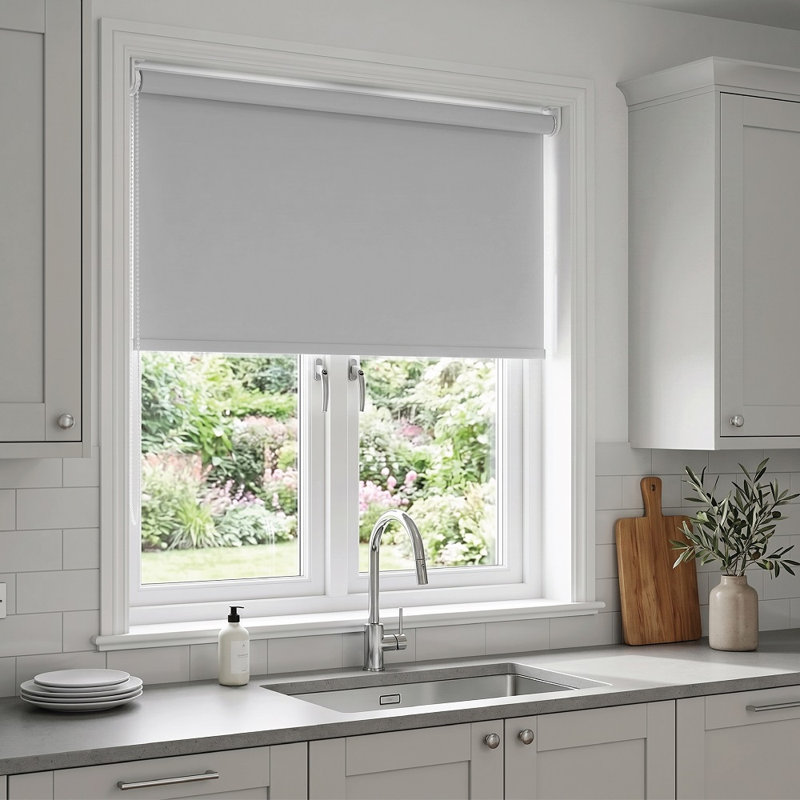 Thermal Blackout Trimmable Roller Blind – Cut to Size, Light Grey, 165 cm L x 60 cm W