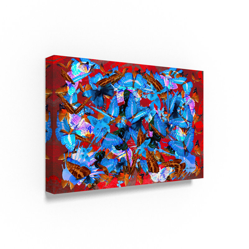 «Red and Blue Abstract», reproduction de peinture à l'huile sur toile tendue, H 22 po x l 32 po