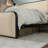 King Bed With Beige Upholstered Headboard And , Metal Construction, Extra Under Storage Option Modern Bed, Frame, Head Ample Area