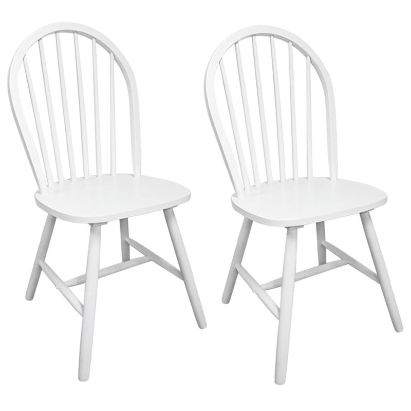 Chaise d'appoint à dossier Windsor en bois massif blanc