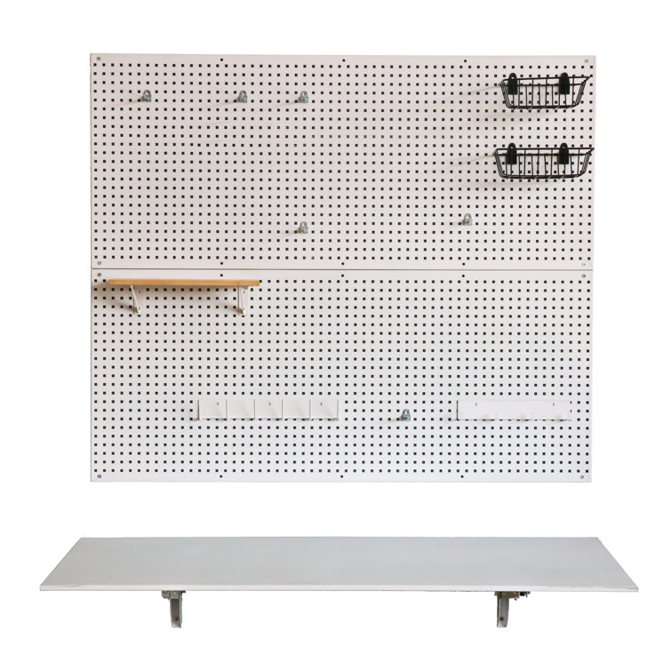 Marchelle Working Station Peg Board Kit with Wall Mounted Folding Work Bench 
