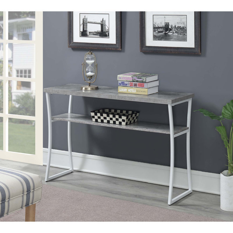 Console Meisha, Plateau en faux bouleau / base blanche