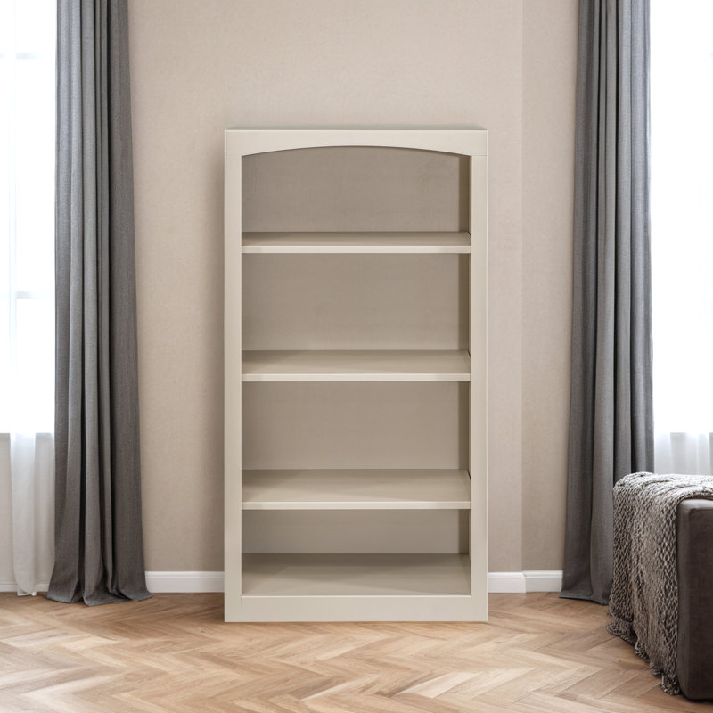 Ossy American Built Solid Wood Bookcase, (4 Shelves) 48"H x 24"W x 12"D, Sand Dollar