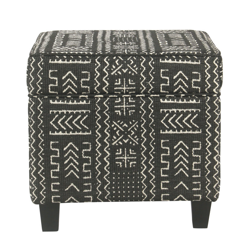 Asha 17.5" Square Storage Ottoman, Onyx