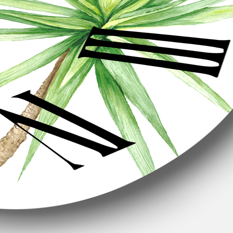 Feuillage tropical et fleurs jaunes - horloge murale traditionnelle, Surdimensionné