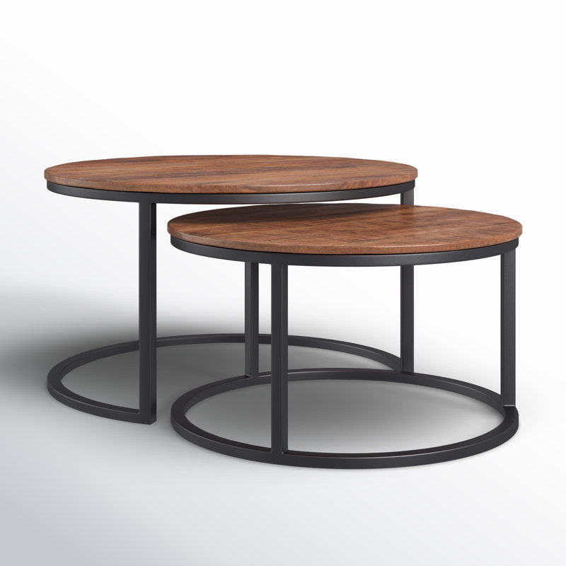 Ensemble de tables basses 2 pièces Jay, Brun, Noir