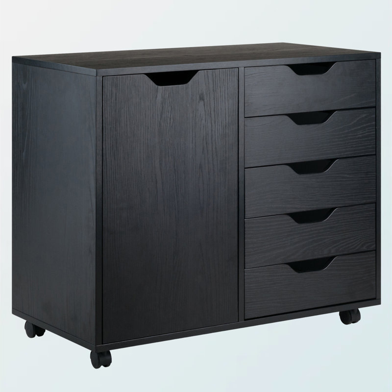 Armoire mobile à 5 tiroirs Holthaus, Noir, noir, noir, noir