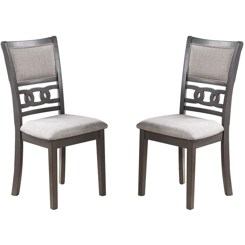 Chaises de salle à manger à finition grise (2), sièges très rembourrés, modernes et en bois d'hévéa, de 2, gris, style contemporain