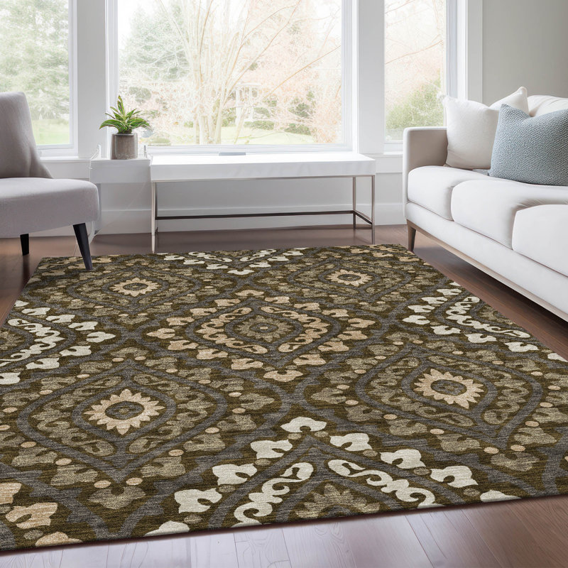 Alleigha Washable Moroccan Indoor / Outdoor Rug, Rectangle 2'6" x 3'10"