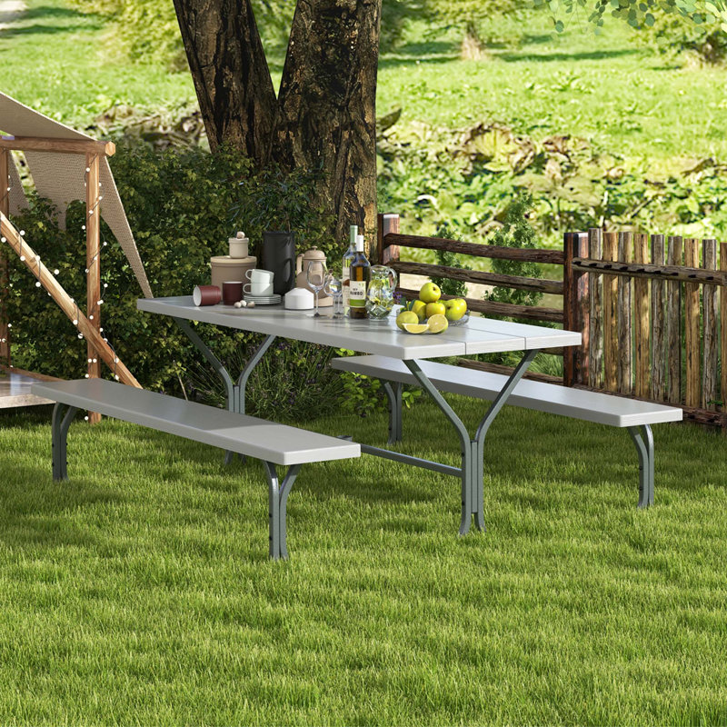 Jonali 4 - Person Patio Dining Set with Rectangular Table, Gray