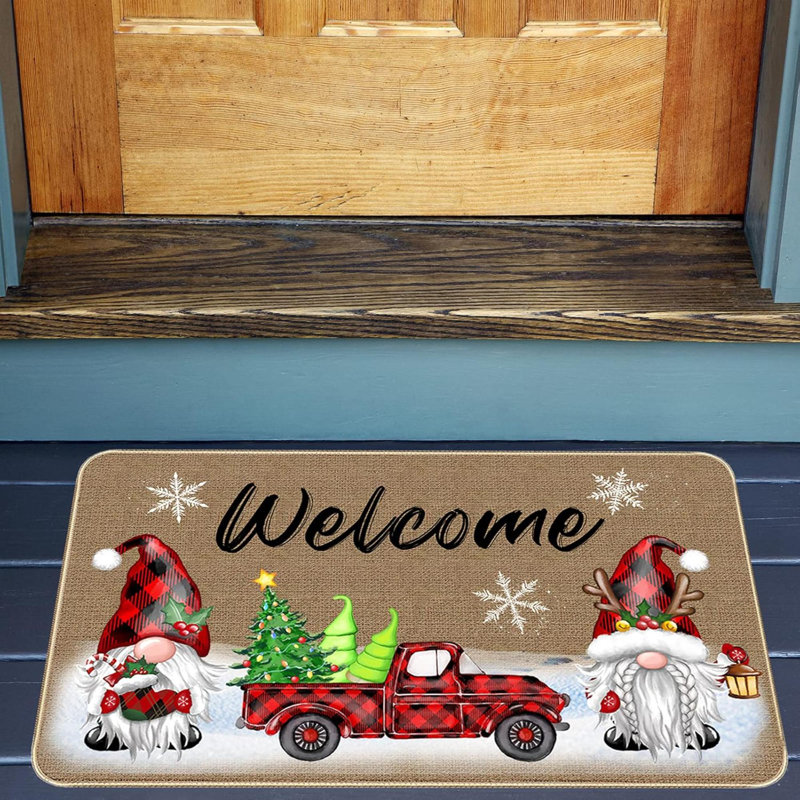 Paillasson décoratif de Noël Tapis de voiture de Noël Gnome Tomte
