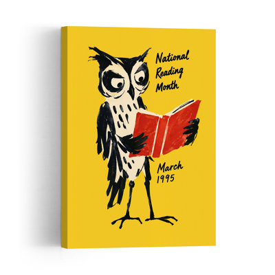 Mois national de la lecture - Hibou classique rétro vintage - Affiche murale en forme de hibou de la forêt