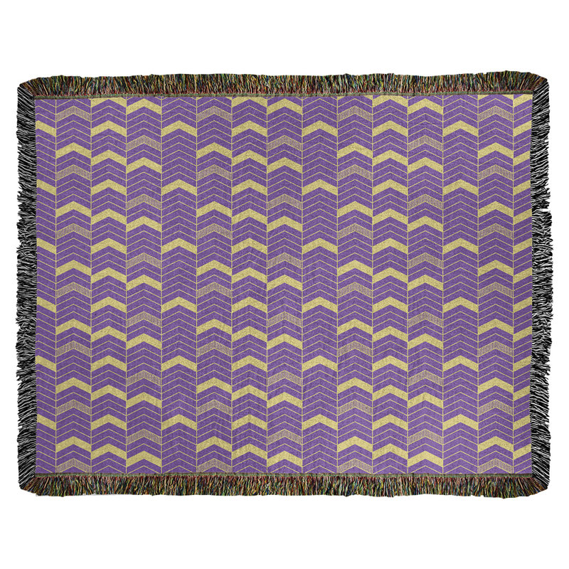 Couverture en coton tissé Rhonda, l 37 po x L 52 po, Mauve / Jaune