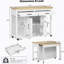 Îlot de cuisine 47 po avec table de salle à manger extensible, table de cuisine en placage de bois d'hévéa avec support de rangement interne, prise de courant, îlot de cuisine avec rangement 2 tiroirs et 2 armoires, blanc-896711714