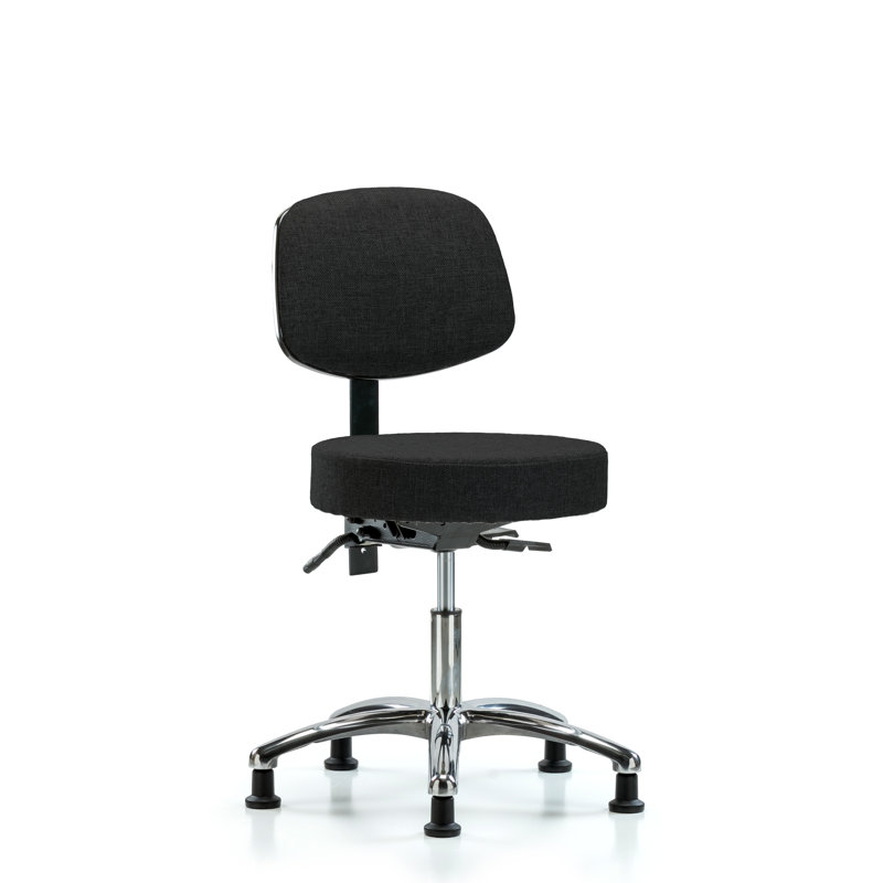 Tabouret de laboratoire à hauteur réglable Dalia, Noir, Patins, 18.5"-24"