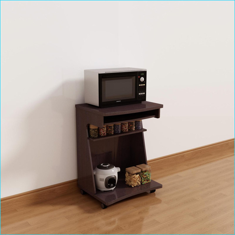 Chariot utilitaire avec tablette coulissante Roulettes verrouillables | Espresso | Panneau de particules et panneau de fibres à densité moyenne