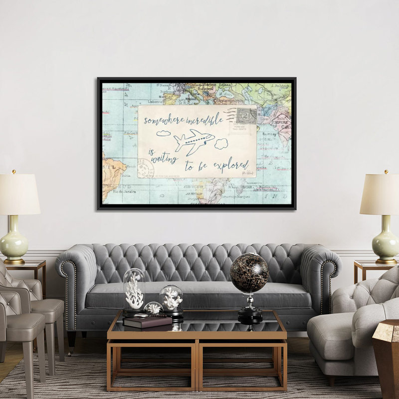 «Travel Posts IV», impression sur toile, H 40 po x l 60 po x P 1,5 po, Toile tendue, Aucun mat