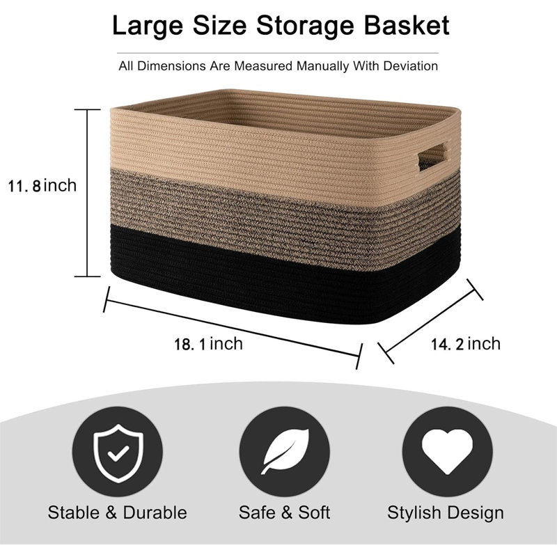 Dovecove Fabric Decorative Basket, 50, Black/Yellow