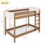 Lit superposé simple tapissier au-dessus - Revêtement en molleton doux, fabrication en bois d'hévéa, rails, rangement sous le lit