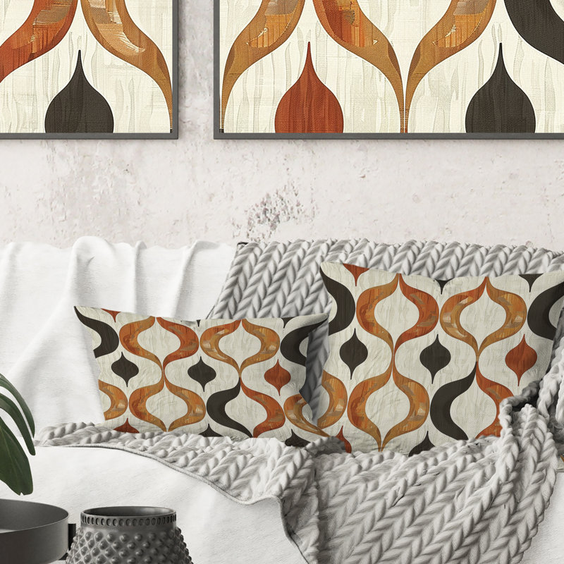 Coussin décoratif brun et beige Ogee Patterns IV, H 16 po x l 16 po
