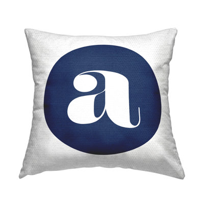 Blue Circle Letter Reversible Throw Pillow