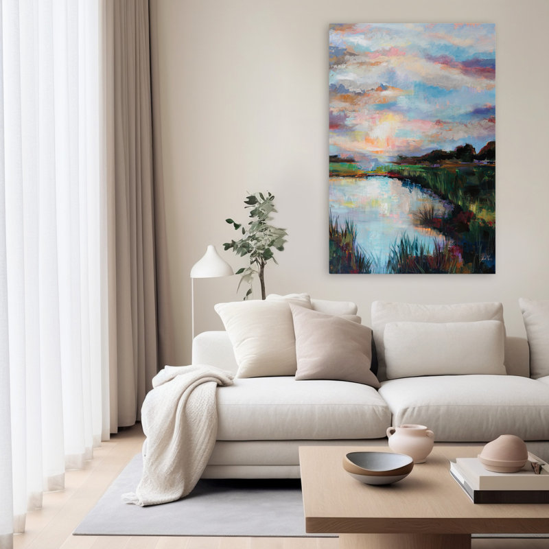 Blue And Bogs Ease Art, 60" H x 40" W