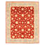 Tapis décoratif en laine de conception unique 8 pi 1 po x 9 pi 9 po noué à la main New Age en laine rouge/beige/gris