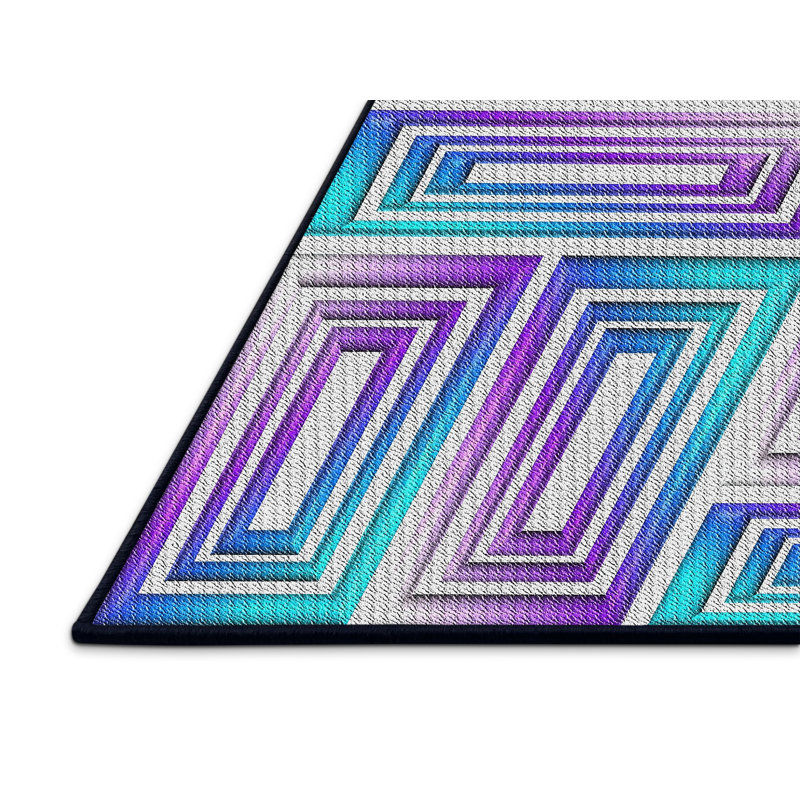 Tapis violet à motif géométrique Kleckner, Rectangle 5 pi x 7 pi