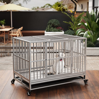 45.7W Rolling Dog Cage With Pull-Out Trays