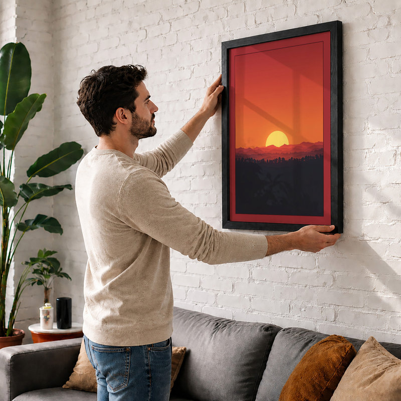Golden Horizon Minimalist - Print, Walnut, A1 - 84.1 x 59.4 cm