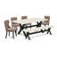 L'ensemble de table de cuisine 6 pièces contient une table de salle à manger rectangulaire avec des pieds en X et 4 chaises Parson en tissu de lin avec banc, noir brossé-349442126-349465738