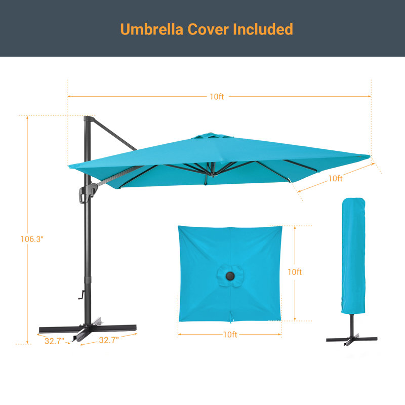 Parasol Deazia 120 avec contrepoids inclus, Bleu lac