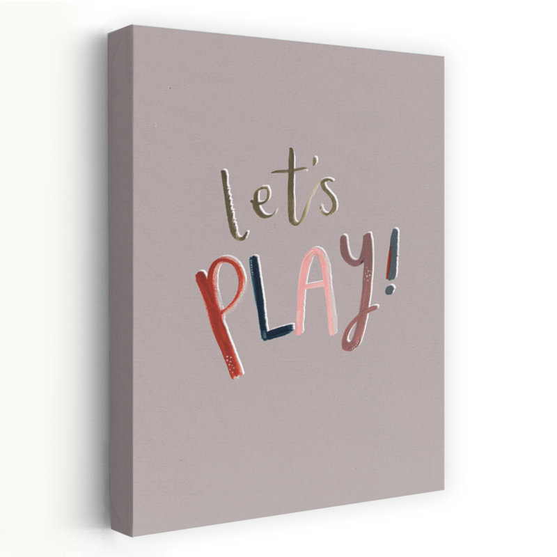 Let's Play Typography Lettering - Boho Kids A Baby Nursery Modern Abstract Contemporary Wall Art, 18" H x 12" W