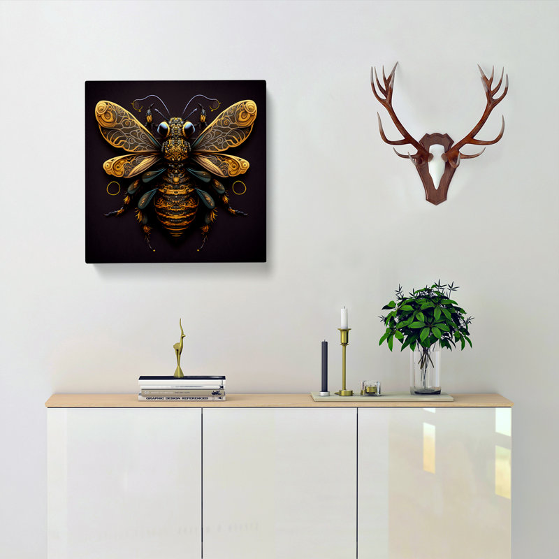 Bee Paisley Art No.1 - No Frame Print, 35cm H x 35cm W x 3cm D