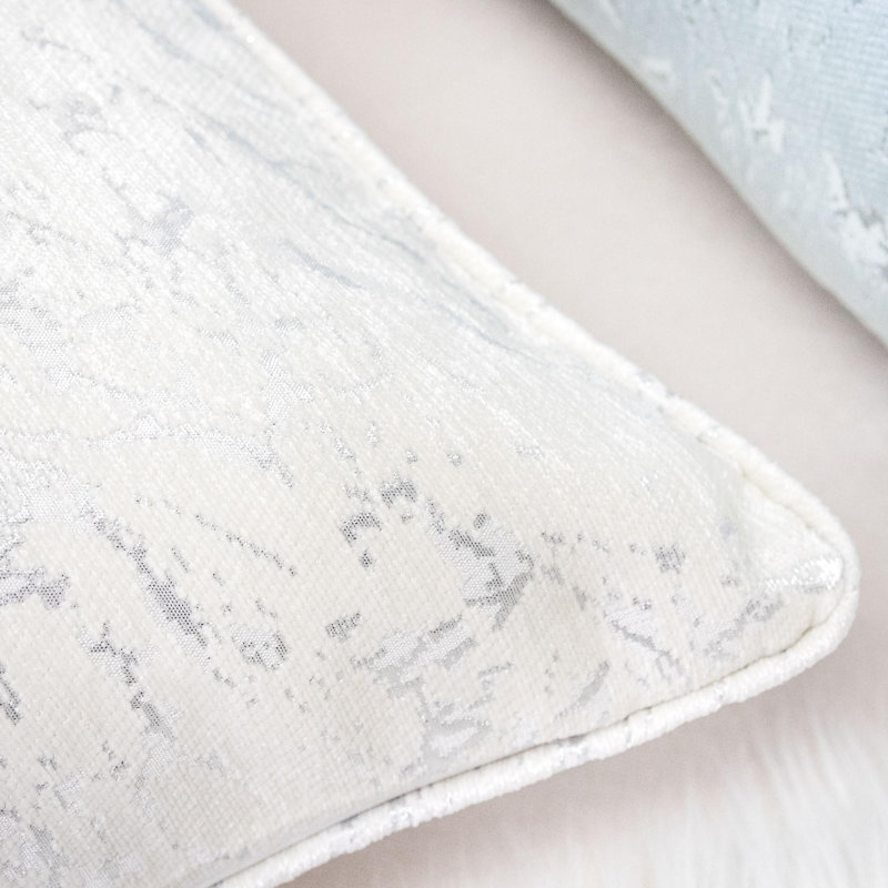 Damask Chenille Throw Pillow, White